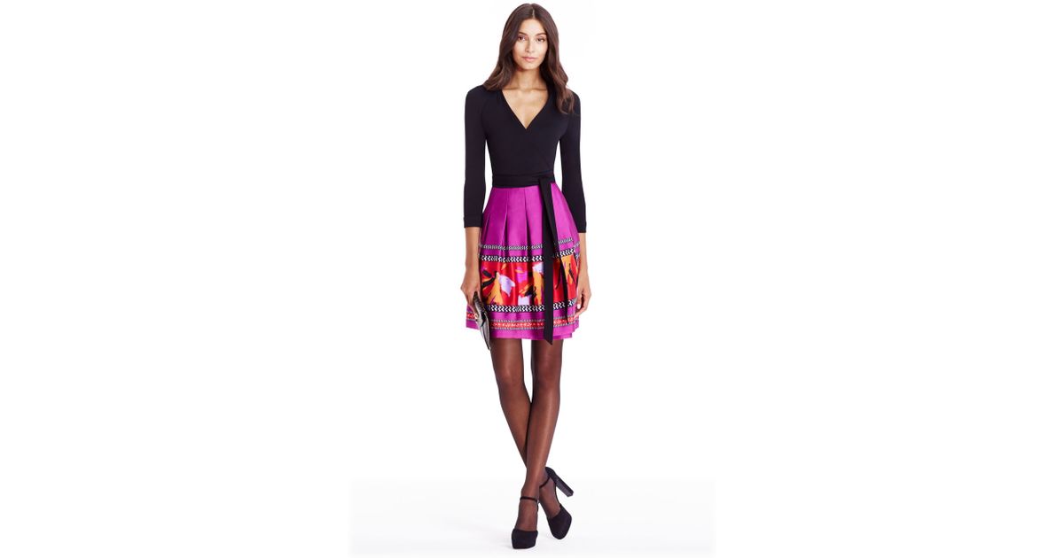 Lyst Diane Von Furstenberg Dvf Jewel Silk Combo Wrap Dress
