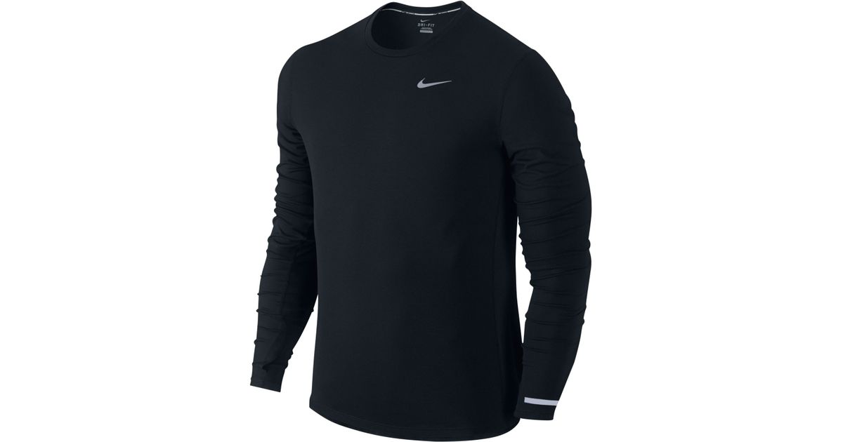 Lyst - Nike Dri-fit Contour Long-sleeve T-shirt in Black for Men