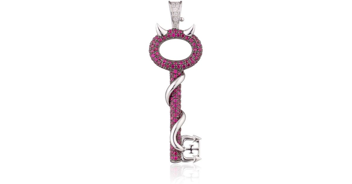 Theo fennell Devil Key Pendant in Purple Lyst