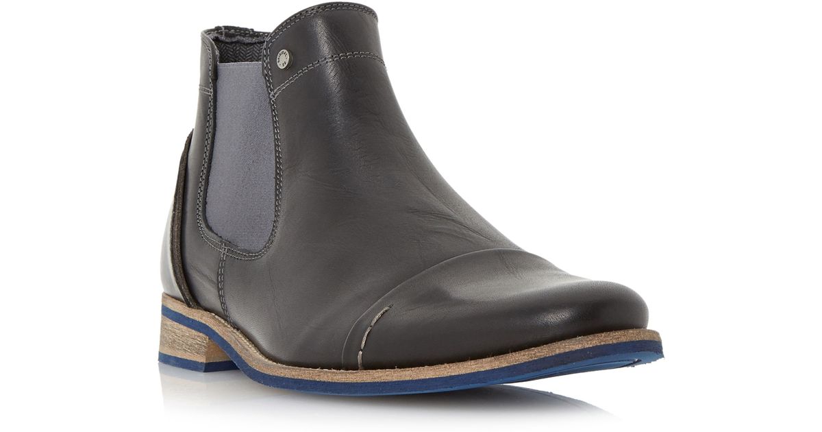 Dune Chili Blue Detail Chelsea Boots in Brown for Men | Lyst