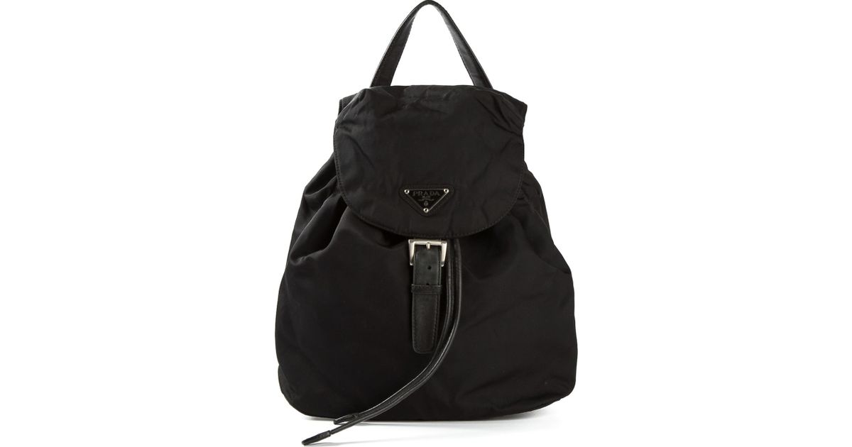 Prada Small Back Pack in Black | Lyst