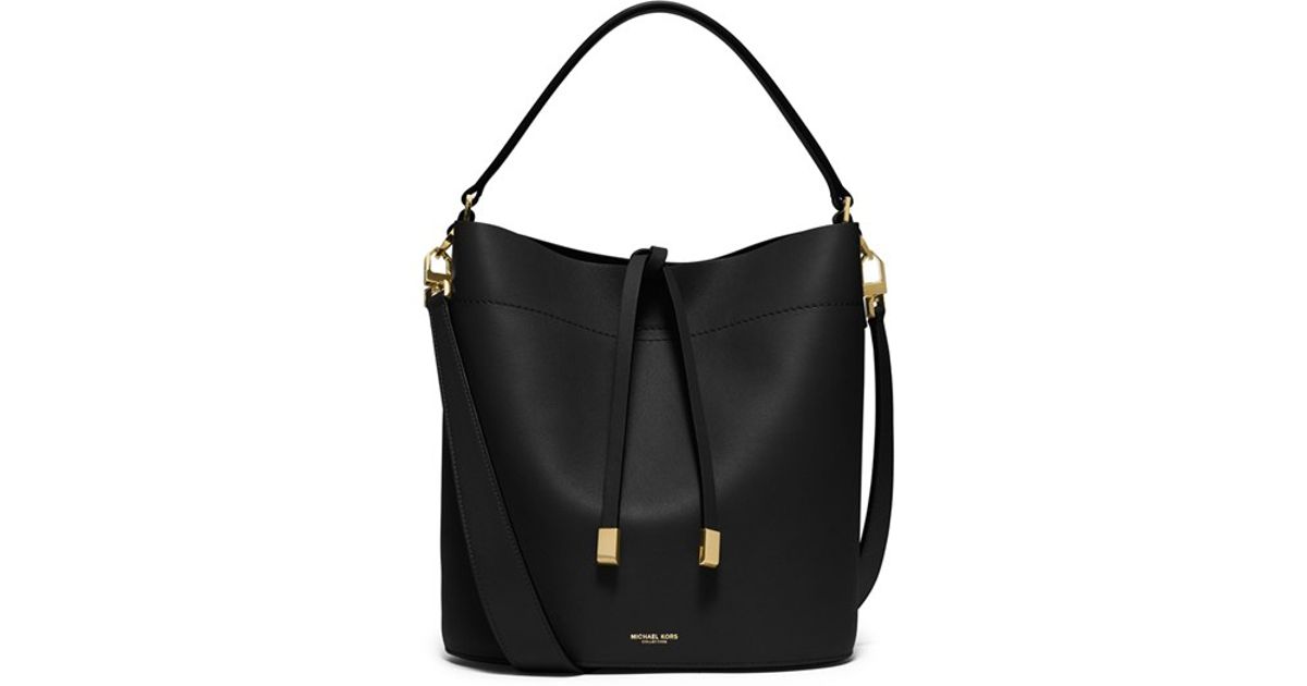 Michael Kors Black Miranda Medium Leather Bucket Bag