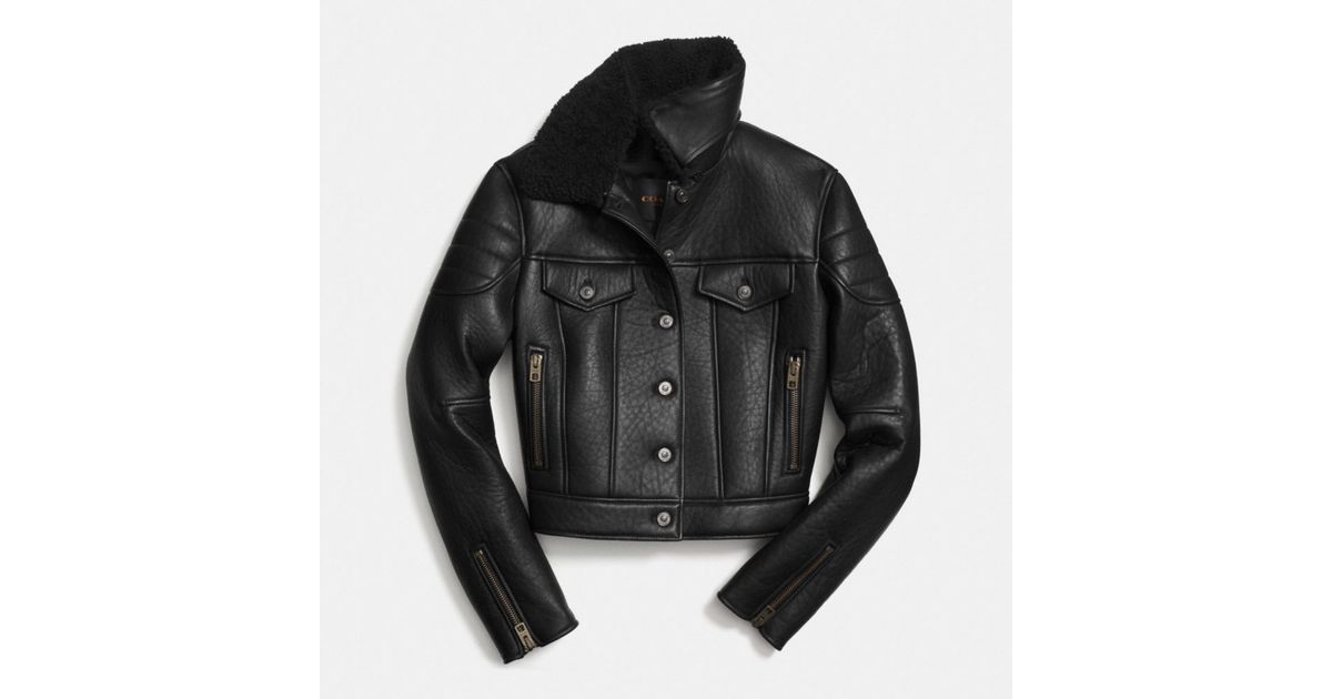 Lyst Coach Leather Biker Jacket In Black