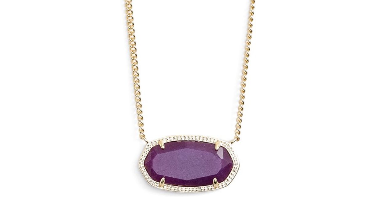 Kendra Scott Dylan Stone Pendant Necklace Purple Gold In Kendra Scott Dylan Stone Pendant Necklace Purple Gold In Lyst