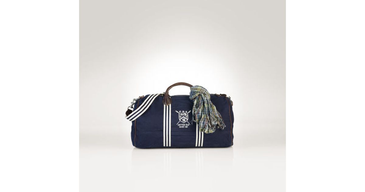 ralph lauren polo blue & white duffle weekender bag