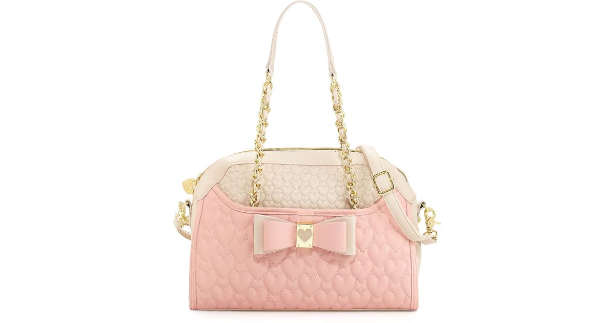 Lyst Betsey Johnson Colorblocked Quilted Heart Dome Satchel Bag Lyst Betsey Johnson Colorblocked Quilted Heart Dome Satchel Bag Blush In Pink