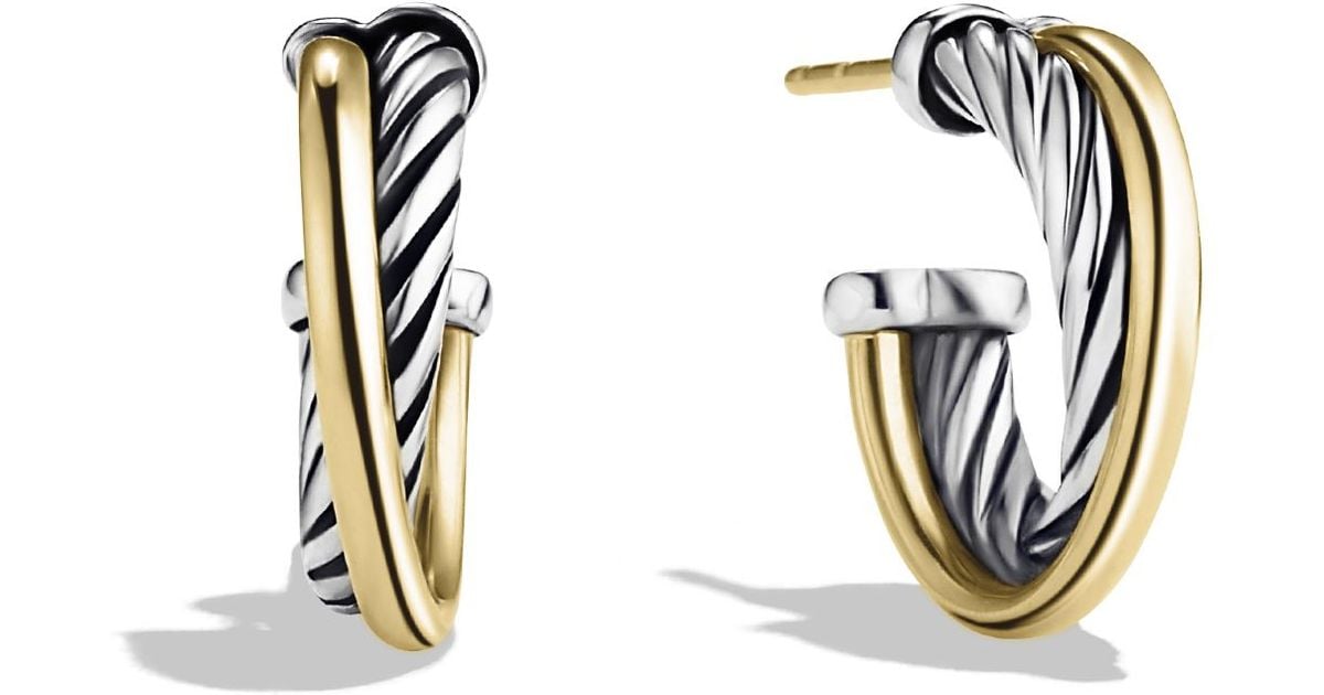 Lyst David Yurman Crossover Extra Small Hoop Earrings With Gold In Lyst David Yurman Crossover Extra Small Hoop Earrings With Gold In Metallic