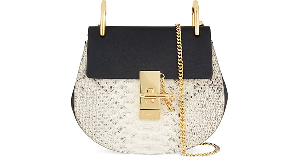 Chlo Drew Mini Python-Print Leather Over The Shoulder Handbag ...  