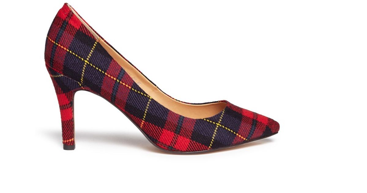 plaid shoes heels