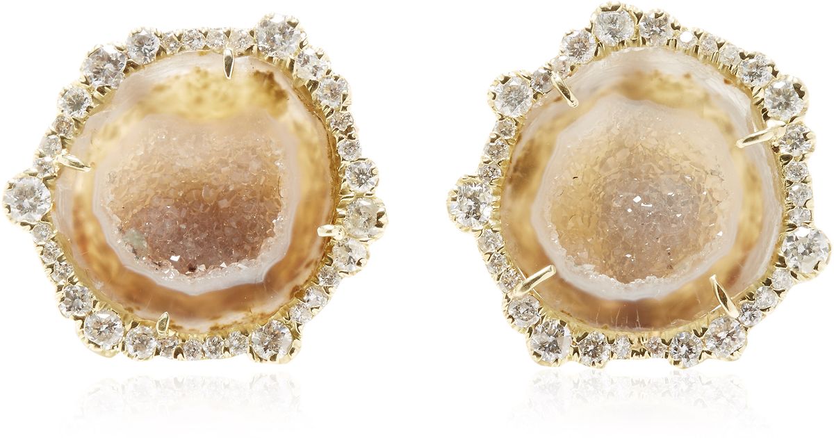 Lyst Kimberly Mcdonald One Of A Kind Neutral Geode And Irregular Lyst Kimberly Mcdonald One Of A Kind Neutral Geode And Irregular Diamond Stud Earrings In Yellow