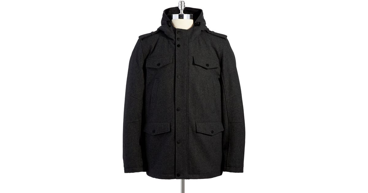 black guess coat mens