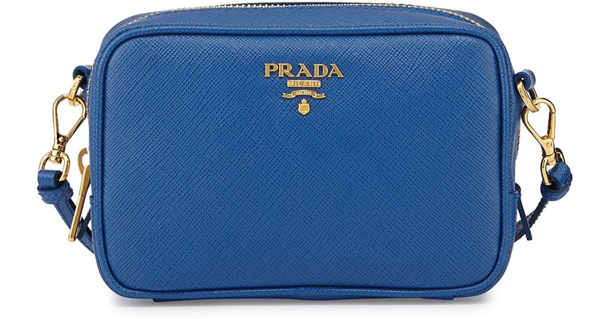 Lyst - Prada Saffiano Small Crossbody Bag in Blue