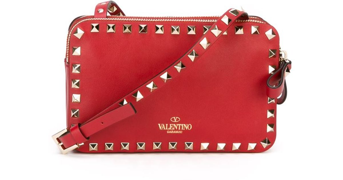 Lyst Valentino Rockstud Crossbody Bag In Red