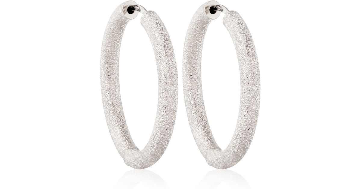 Lyst Carolina Bucci Thick White Gold Sparkle Hoop Earrings In