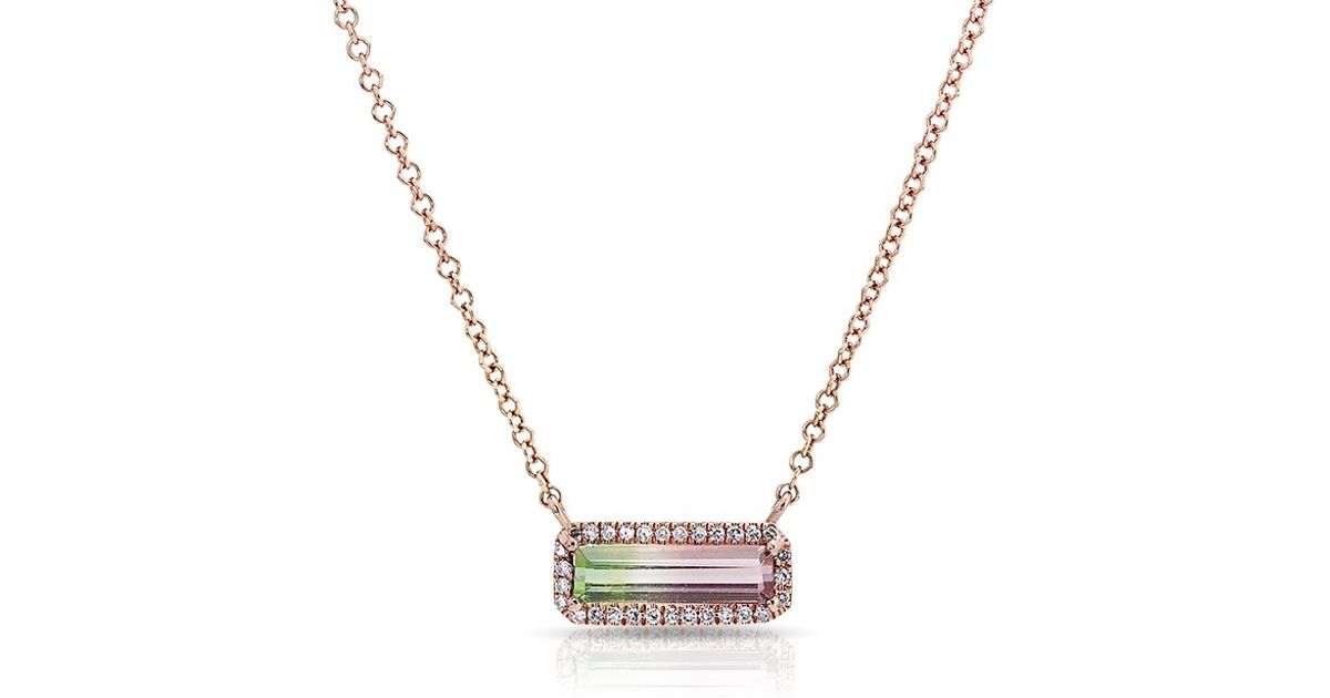 Rose Gold Bar Necklace With Diamond Rose Gold Bar Necklace With Diamond