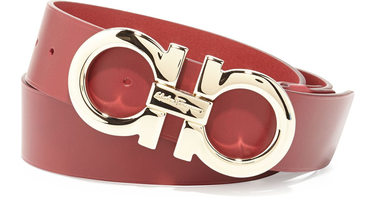 Ferragamo Large Gancini Buckle Belt in Red for Men | Lyst