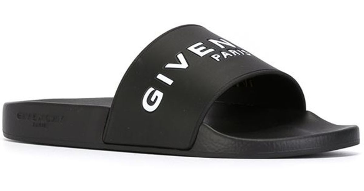 Givenchy Logo Embossed Sliders in Black for Men | Lyst