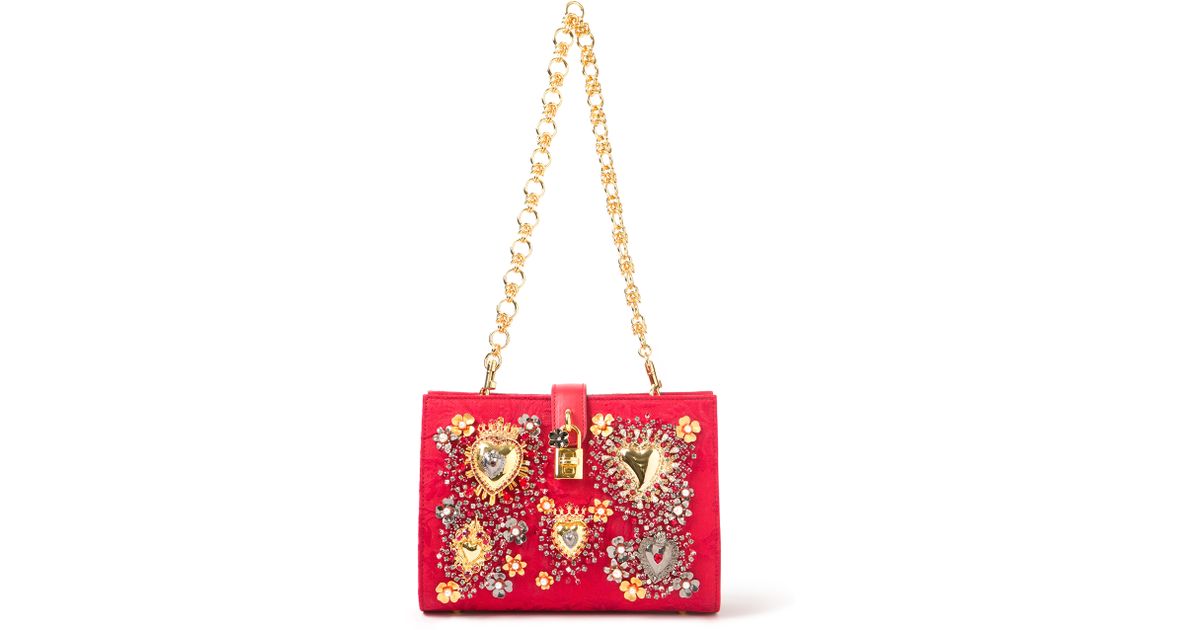 Lyst - Dolce & gabbana Embellished Clutch in Red