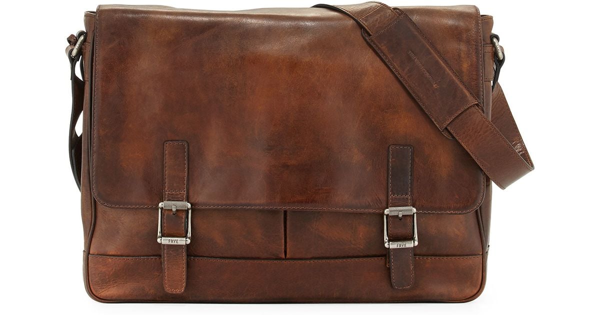 Frye Oliver Men&#39;s Leather Messenger Bag in Brown for Men | Lyst