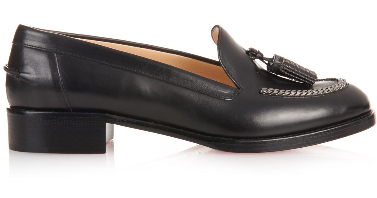 Christian louboutin Monaliso Tassel Leather Loafers in Black | Lyst