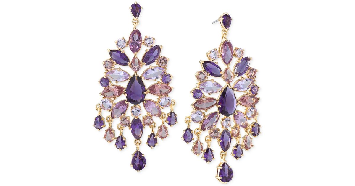 Lyst Carolee Gold Tone Purple Large Chandelier Earrings In