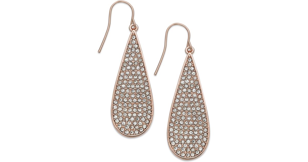 Lyst Lauren By Ralph Rose Goldtone Crystal Pavè Teardrop Lyst Lauren By Ralph Rose Goldtone Crystal Pavè Teardrop Earrings In Pink