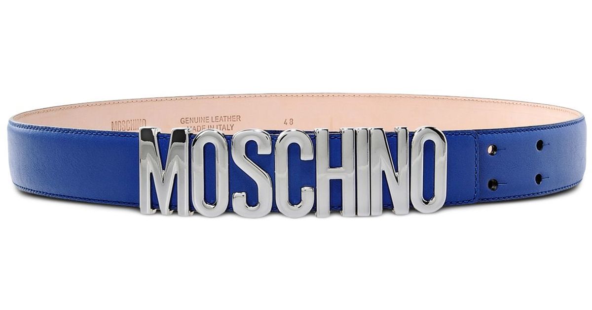 Moschino Leather Belt in Blue for Men | Lyst