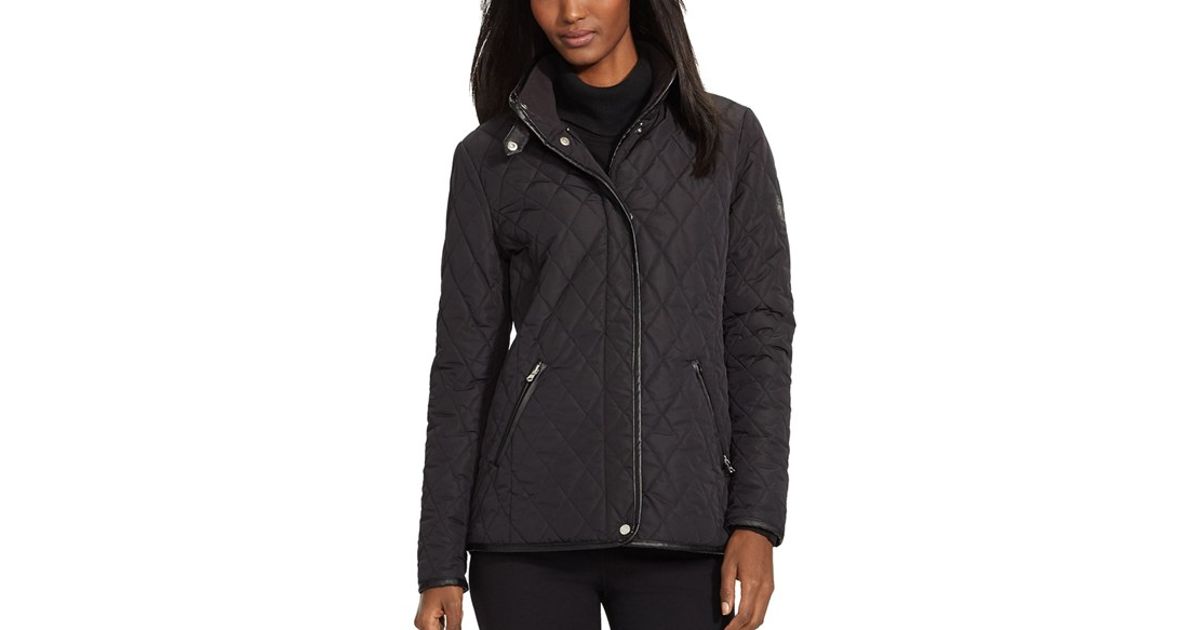 Lyst Lauren By Ralph Faux Leather Trimmed Barn Jacket In Black
