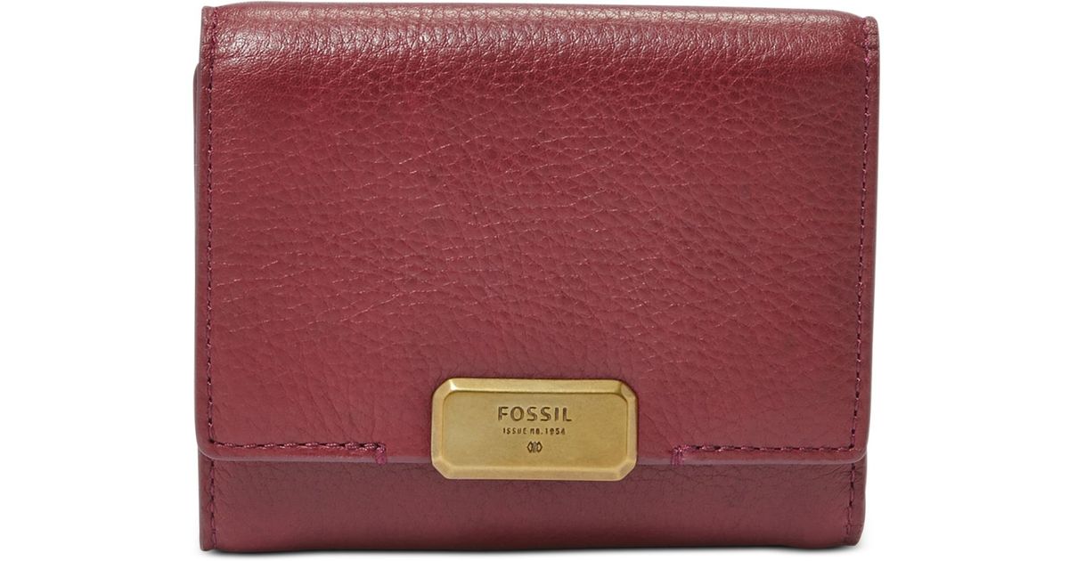 fossil emerson leather trifold clutch wallet in purple lyst fossil emerson leather trifold clutch wallet in purple lyst