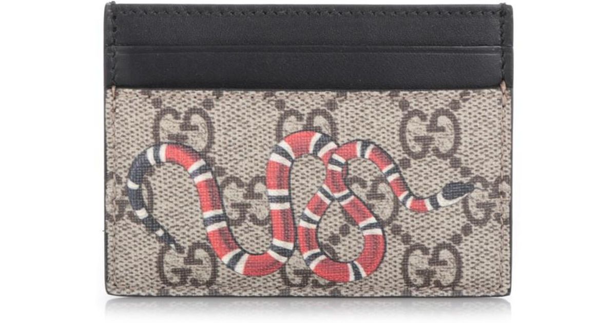 Gucci Snake Print 'gg Supreme' Card Holder Lyst