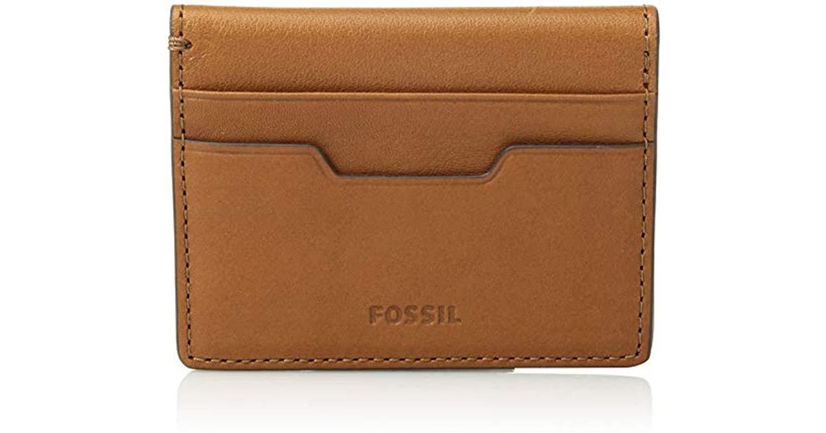 Lyst Fossil Ellis Leather Card Case Wallet in Brown for Men