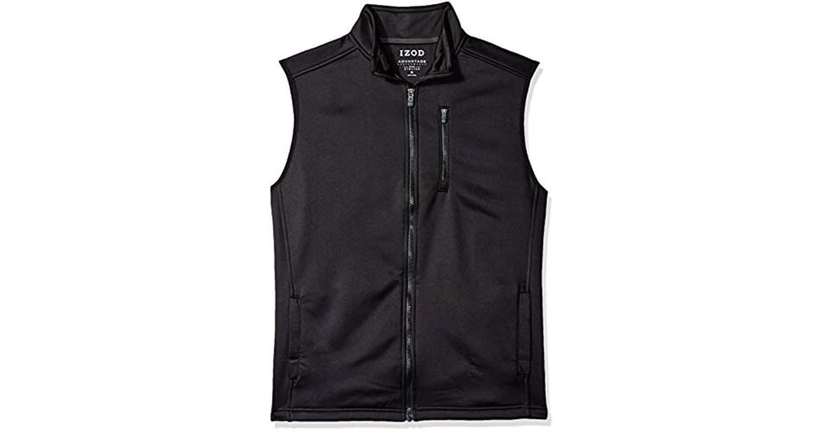 Izod Advantage Performance Spectator Fleece Vest in Black for Men - Lyst