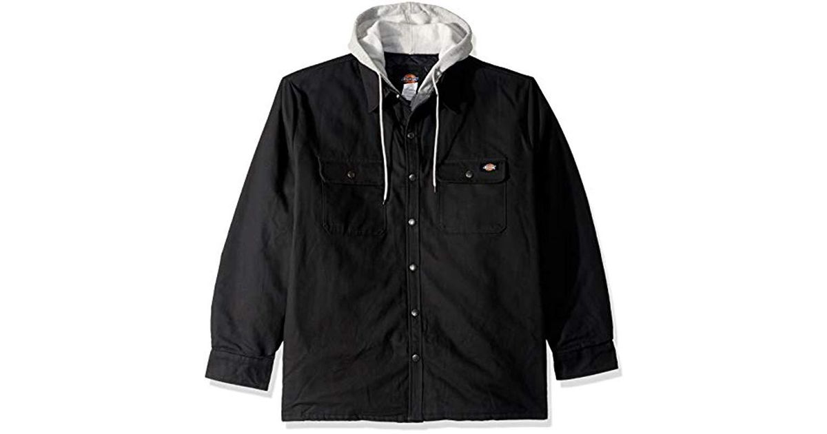 dickies men's relaxed fit hooded duck quilted shirt jacket big