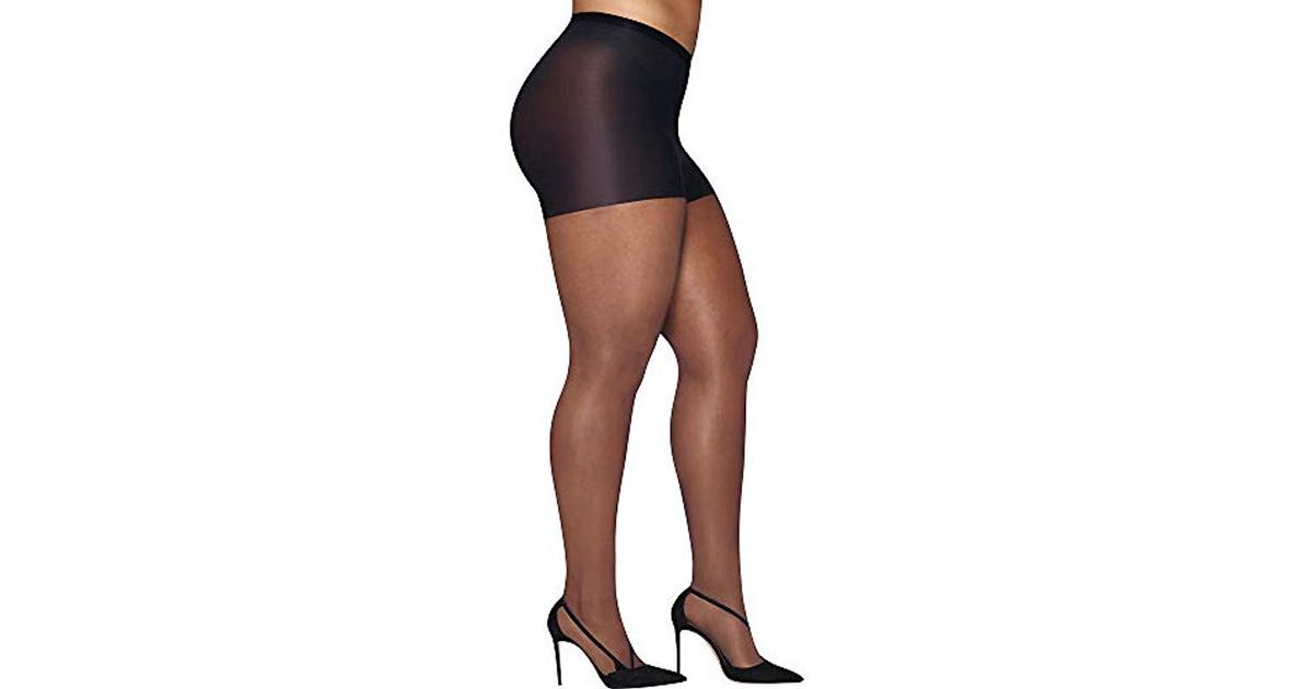 Lyst Hanes Curves Plus Size Silky Sheer Pantyhose In Black Save 42