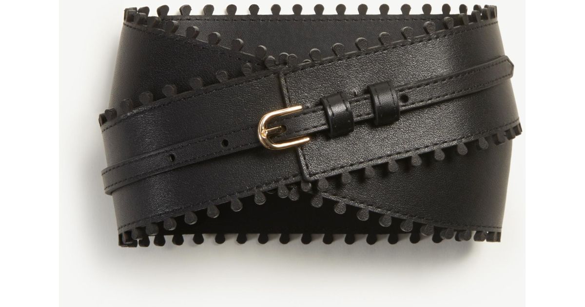 Ann Taylor Laser Cut Leather Belt In Black Lyst