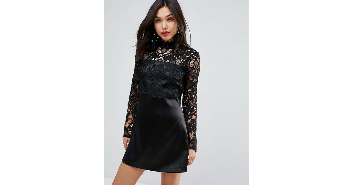 Long Sleeve Lace Bodice Dress