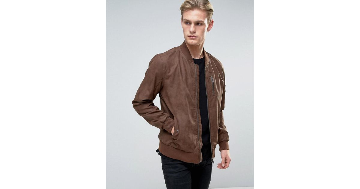 Barneys Originals Faux Leather Nubuck Er Jacket In Brown Barneys Originals Faux Leather Nubuck Er Jacket In Brown For Men Lyst