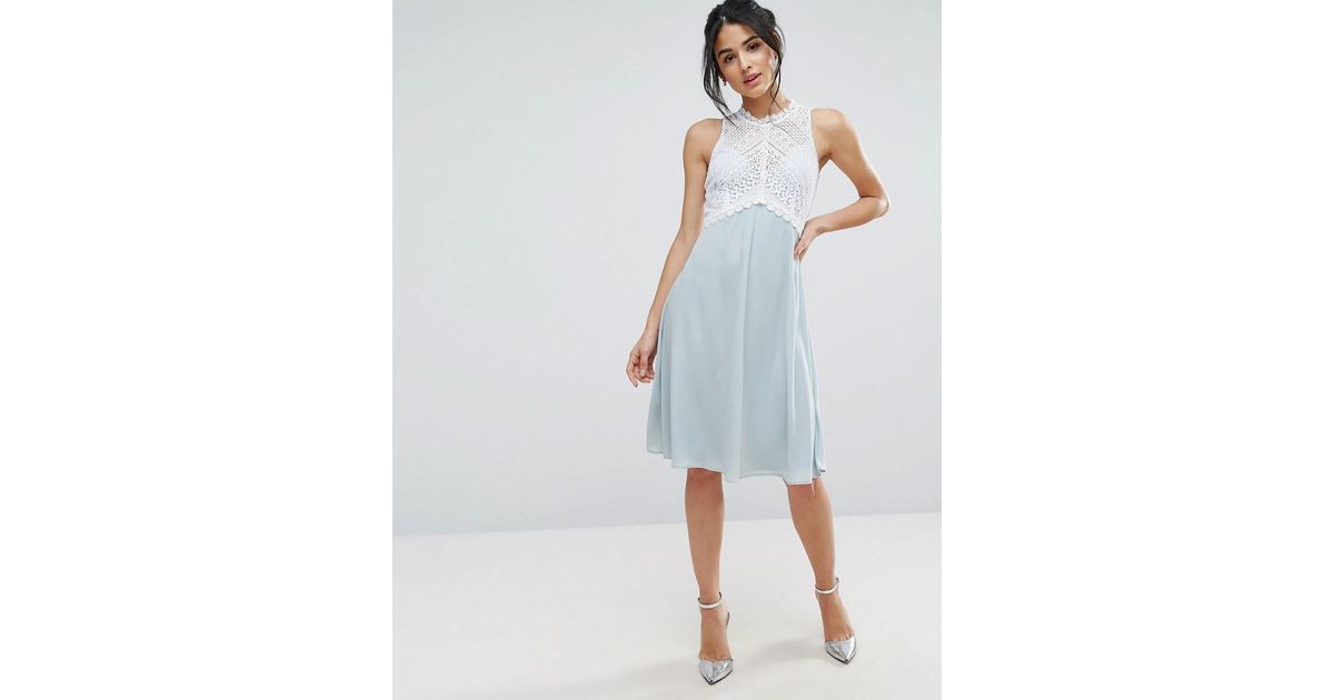 Elise ryan Midi Dress With Crochet Lace Bodice in Blue | Lyst Elise ryan Midi Dress With Crochet Lace Bodice in Blue | Lyst