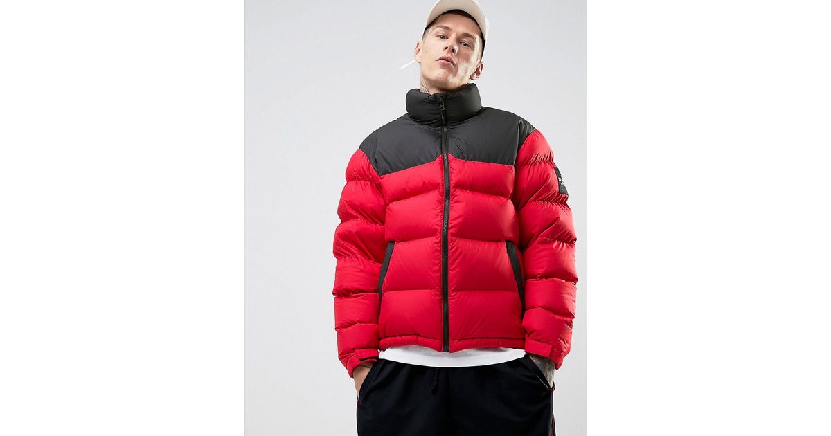 north face puffer coat red and black
