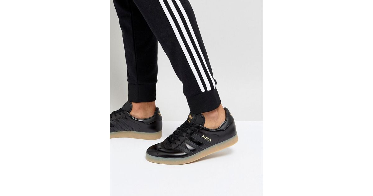 adidas originals gazelle leather trainers in black bz0026 adidas originals gazelle leather trainers in black bz0026