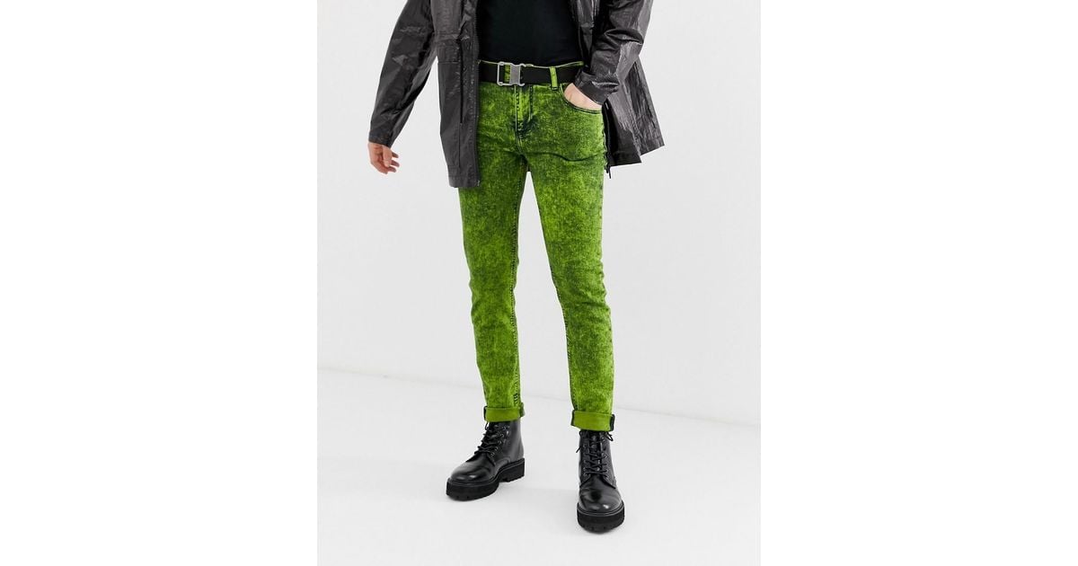 ASOS Skinny Jeans In Acid Wash Lime Green in Green for Men Lyst