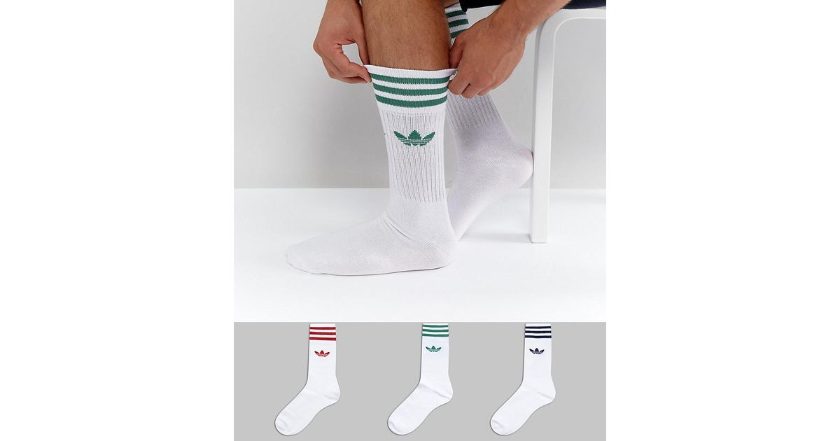 Adidas Originals 3 Pack Solid Crew Socks In White Ce4991 for men Adidas Originals 3 Pack Solid Crew Socks In White Ce4991 for men