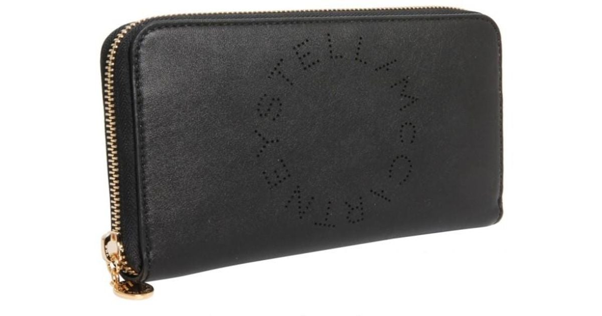 Stella McCartney Logo Zip Around Wallet in Black - Lyst