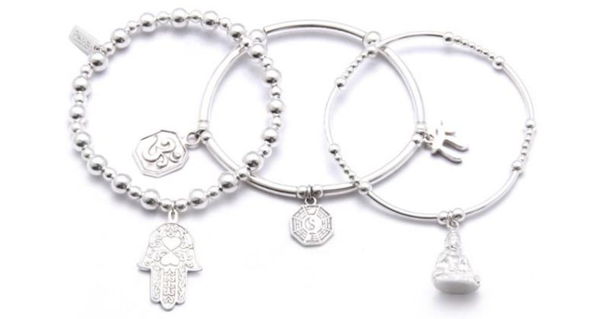 Lyst Chlobo Set Of 3 Karma Bracelets In Metallic