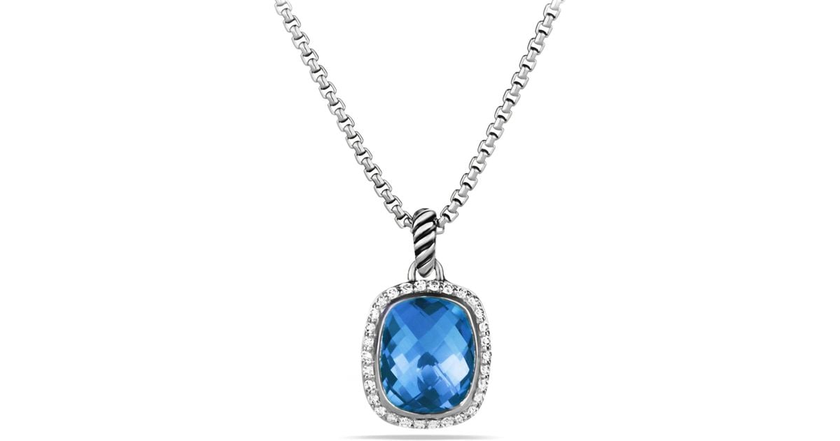 Lyst David Yurman Lesse Pendant With Blue Topaz And Diamonds On Lyst David Yurman Lesse Pendant With Blue Topaz And Diamonds On Chain In Metallic