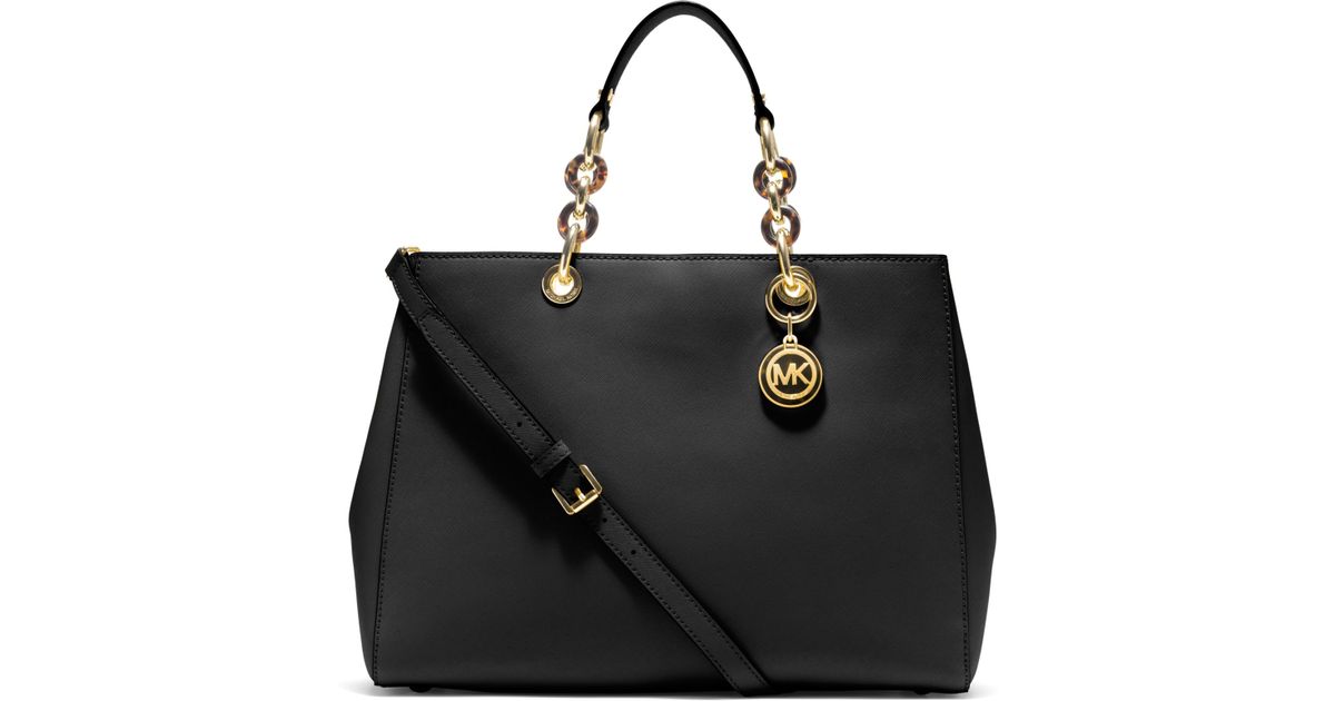 Lyst Michael Kors Cynthia Large Saffiano Leather Satchel In Black