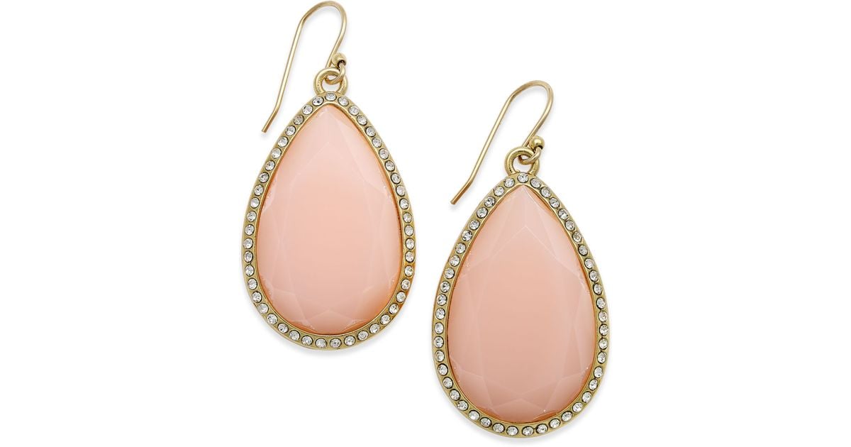 Lyst Kate Spade New York 14k Gold Plated Pavé Faceted Teardrop Lyst Kate Spade New York 14k Gold Plated Pavé Faceted Teardrop Earrings In Pink
