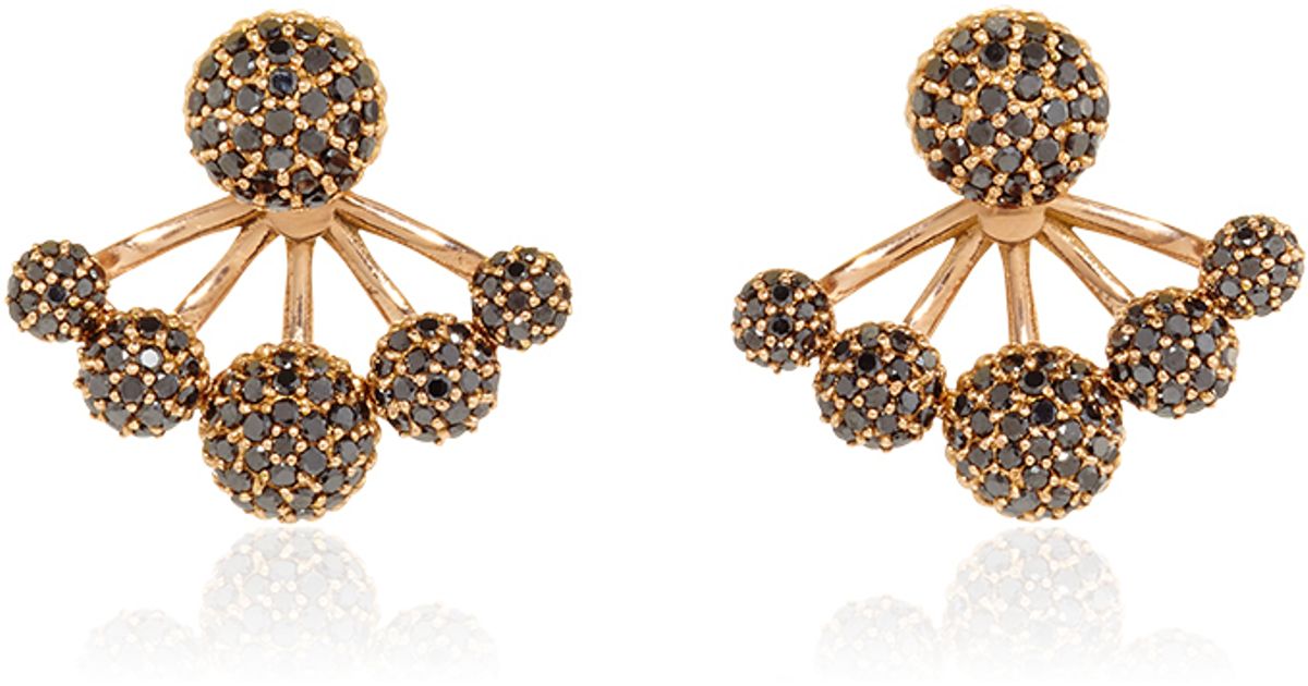 Lyst Sara Weinstock Rose Gold Black Diamond Paba Ear Jackets In Pink