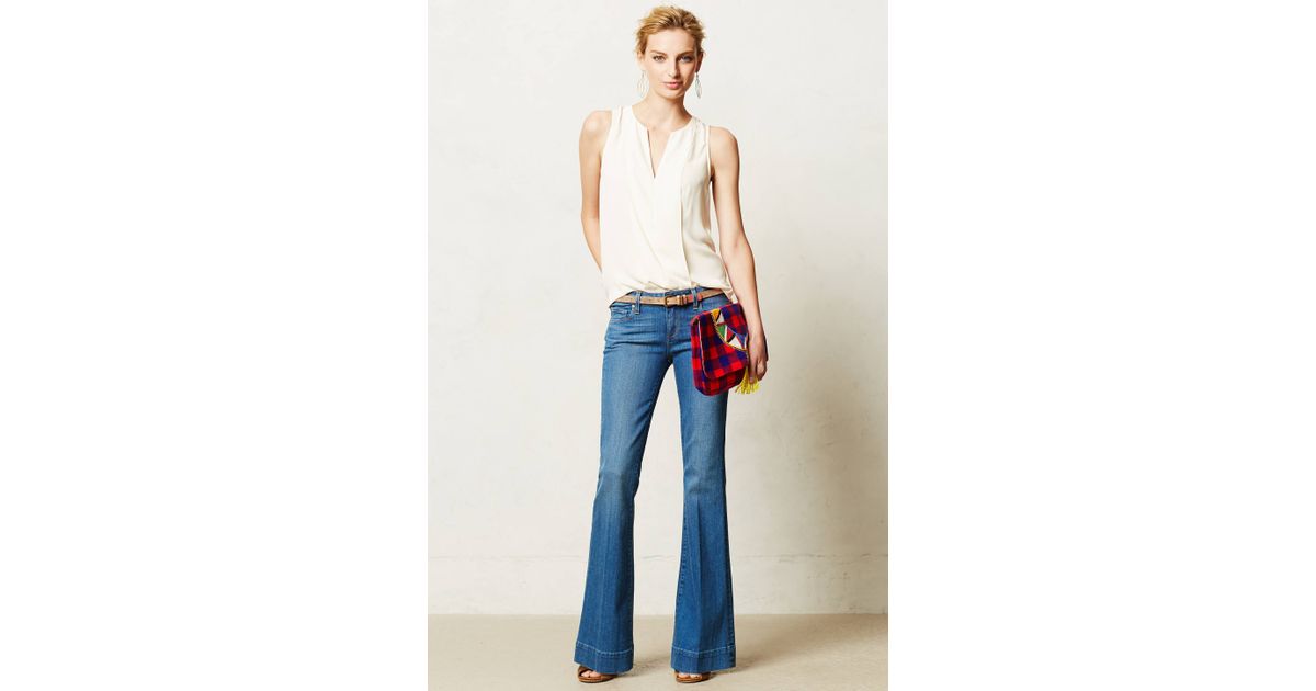 Lyst - Anthropologie Paige Petite Fiona Flare Jeans in Blue