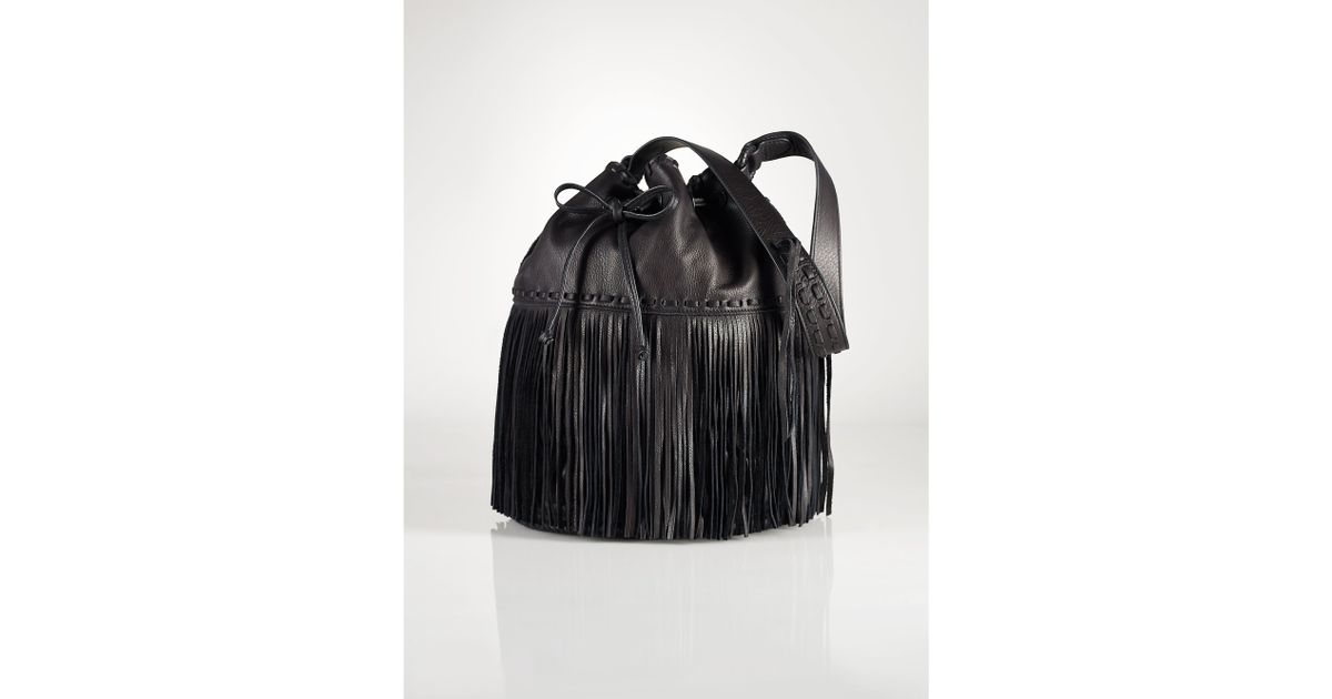 Lyst Polo Ralph Lauren Large Fringed Hobo Bag In Black